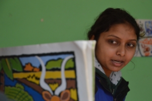 Shivani telling the story in Nepali